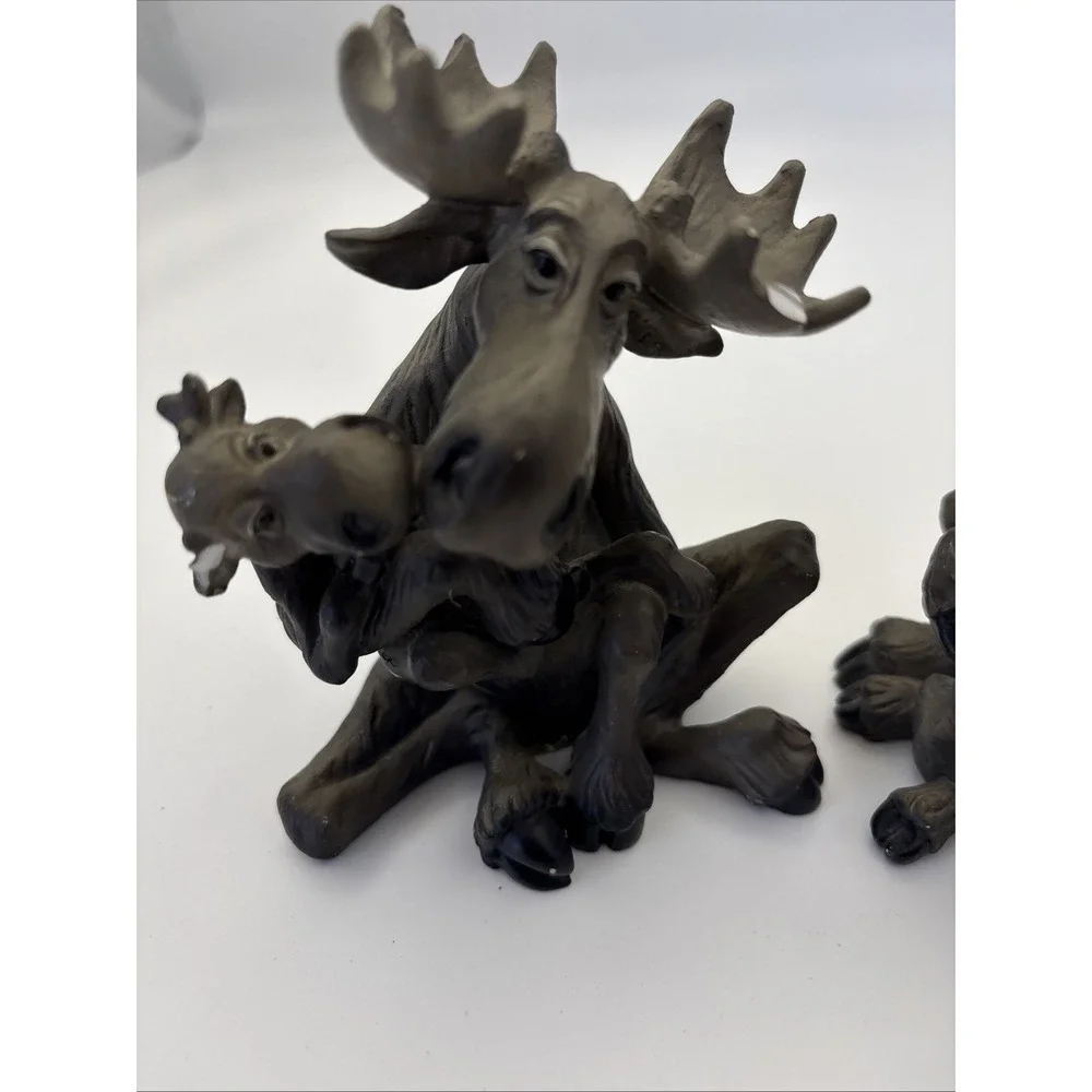 Big Sky Carvers Mountain Moose Figurine Lot of 2 Love Collection Baby Moose
